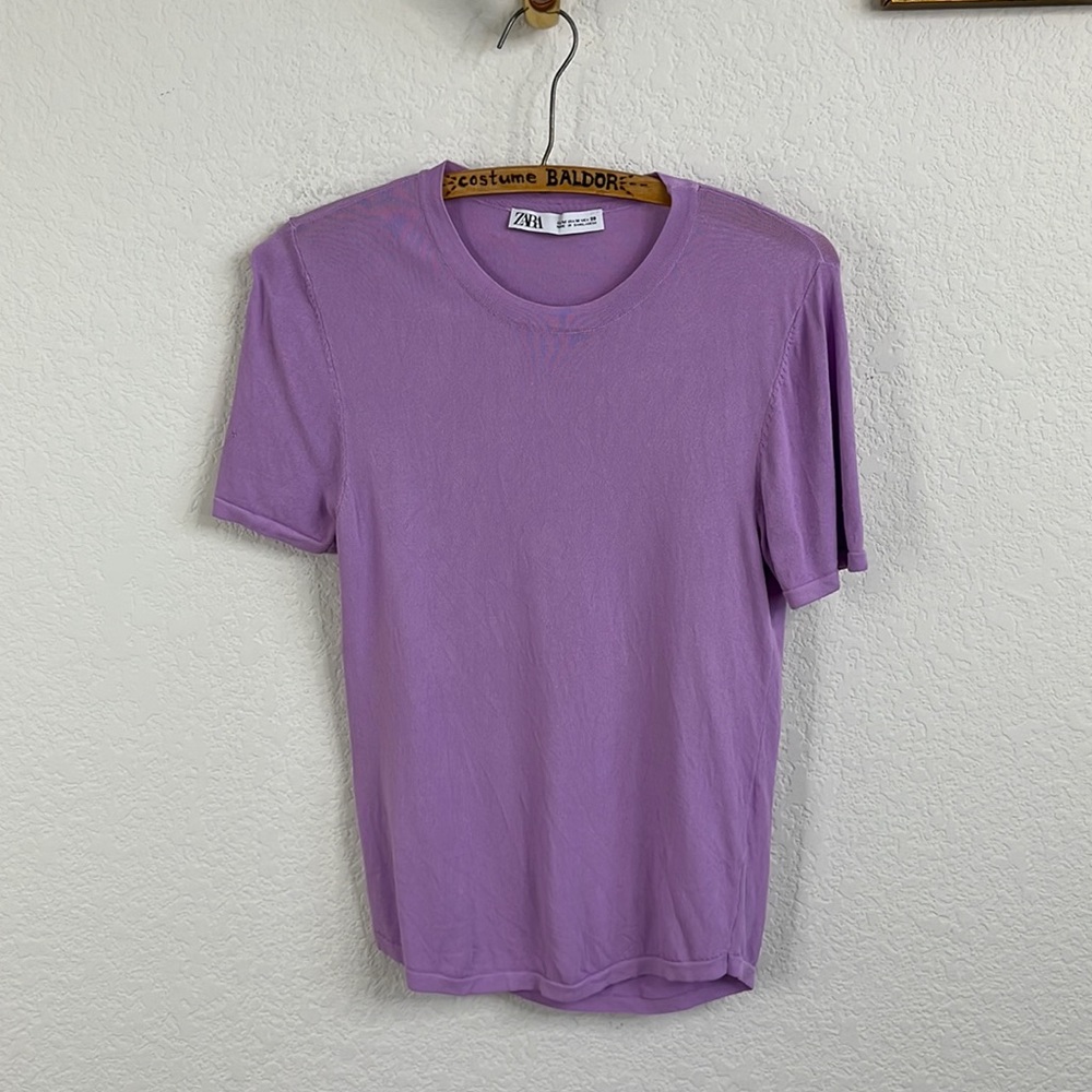 Zara Lilac Knit Short Sleeve Top